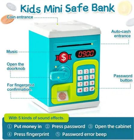 hornflow Atm Money (IND*87) Saving Box With Fingerprint Sensing And Lock, Coin Bank-picture-33