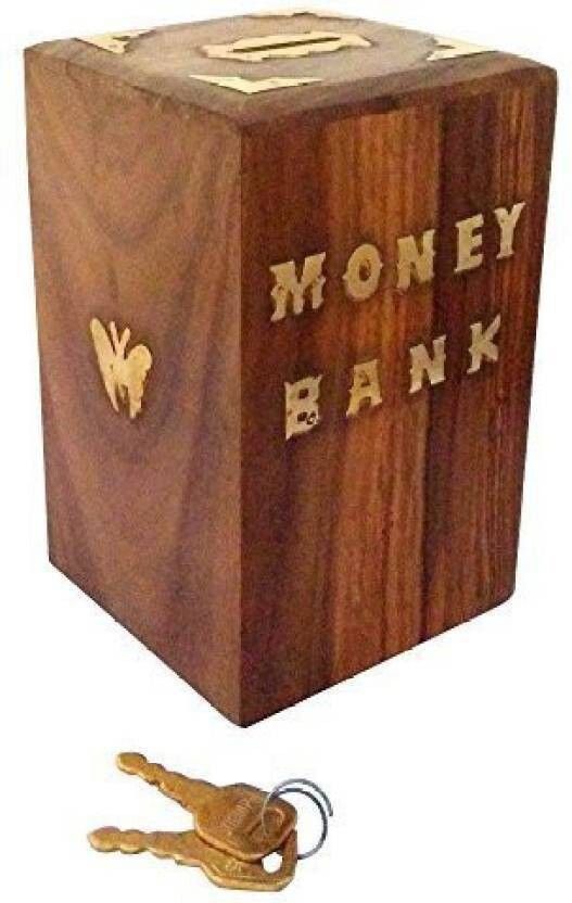 Sheesham Wooden Piggy Bank/Money bank Long Square cuboid 6" Coin Bank