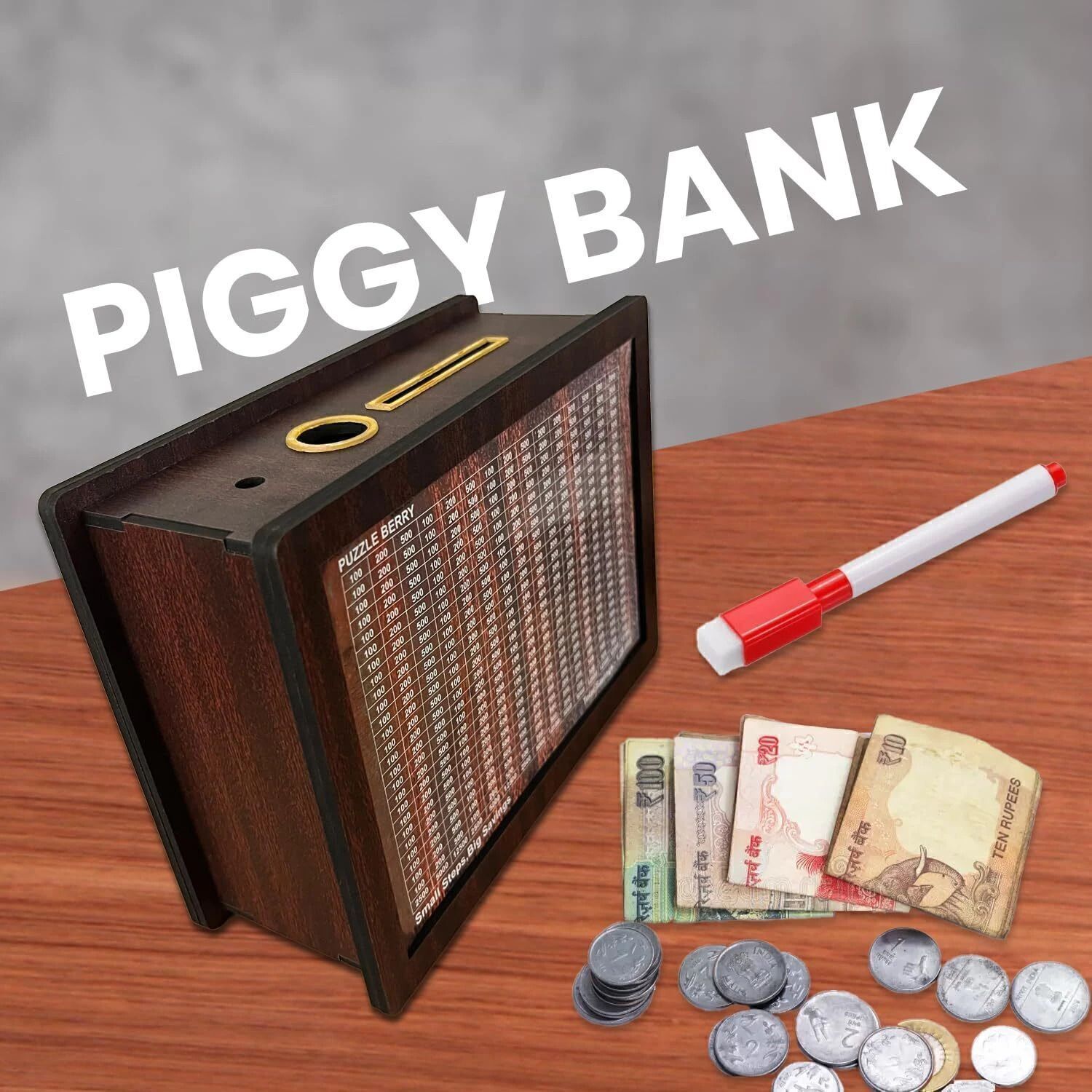 Piggy Bank,Money Box,Coin Box with Carved Design for Kids/Children,Savings Box-M Coin Bank-image-17