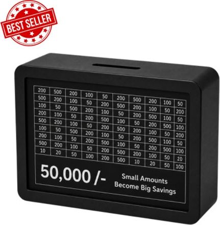 50K Savings Challenge Deposit Box Wooden Piggy Bank Black Coin Bank-image-11