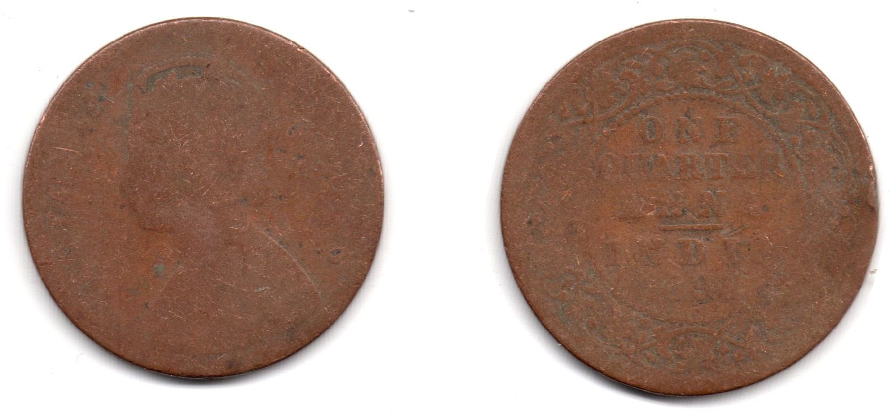1909 Victoria Emperor One Quarter Anna copper British india coin rare Ancient Coin Collection-image-41