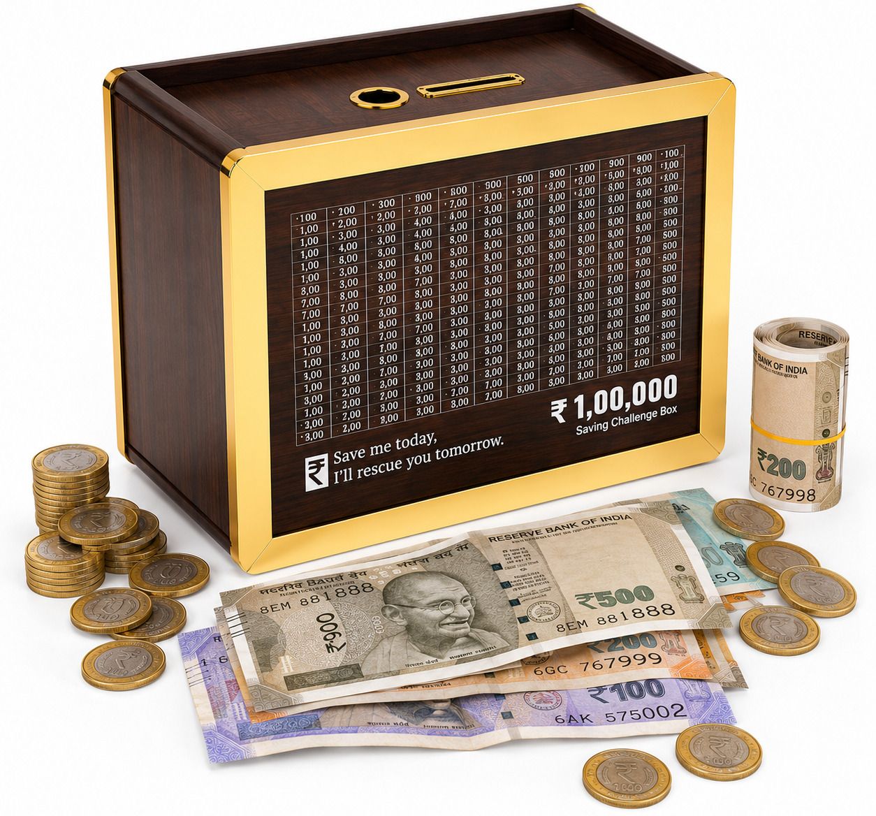 tulipcrafters Wooden Money Saving Box Wooden Savings Challenge Box Coin Collection holder Modern Coin Collection-picture-23