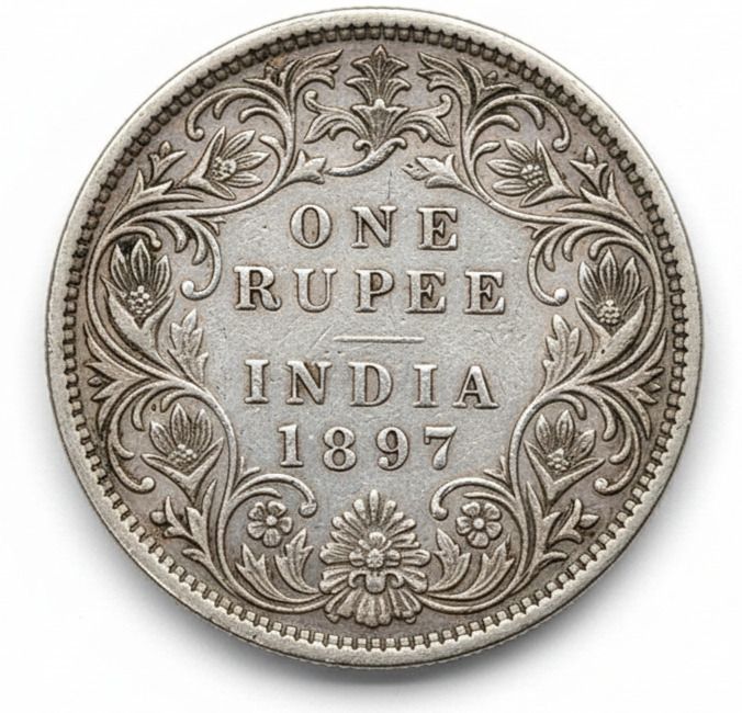 tryonline One Rupee 1897 Victoria Queen, British India Silver-plated old Coin Medieval Coin Collection-picture-25