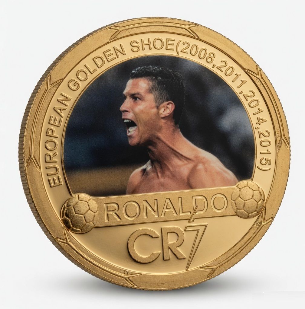 CR7 Cristiano Ronaldo Gold Plated Golden Shoe Football Collectible Coin Medieval Coin Collection-image-43