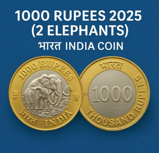 1000 Rupees 2025 Elephants, India old Rare to Find Ancient Coin Collection-image-11