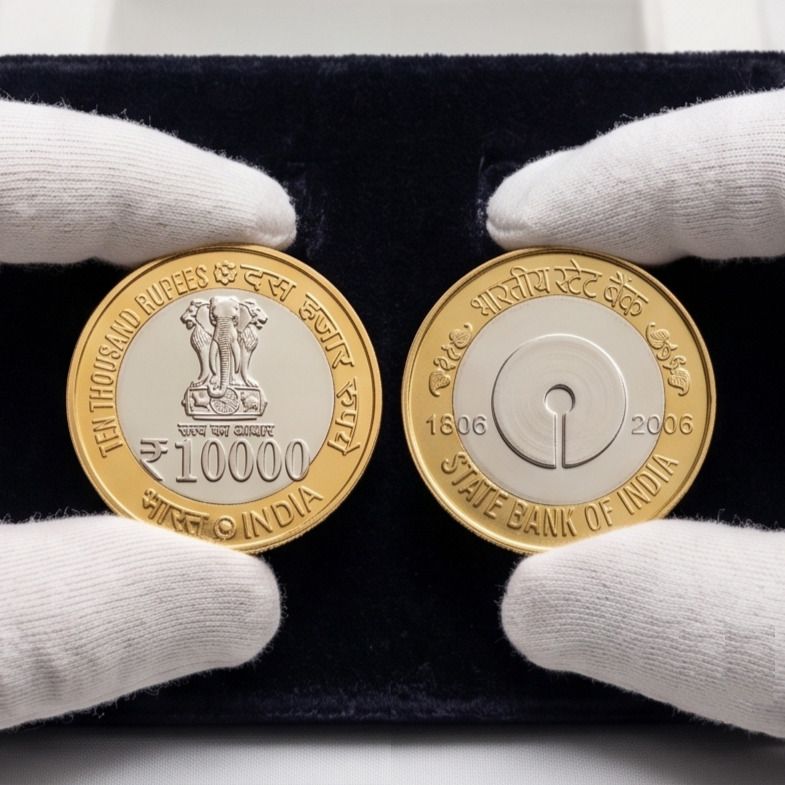 India 10000 Rupees 1806-2006 SBI Bi-Metallic Collectible Coin Medieval Coin Collection-image-13
