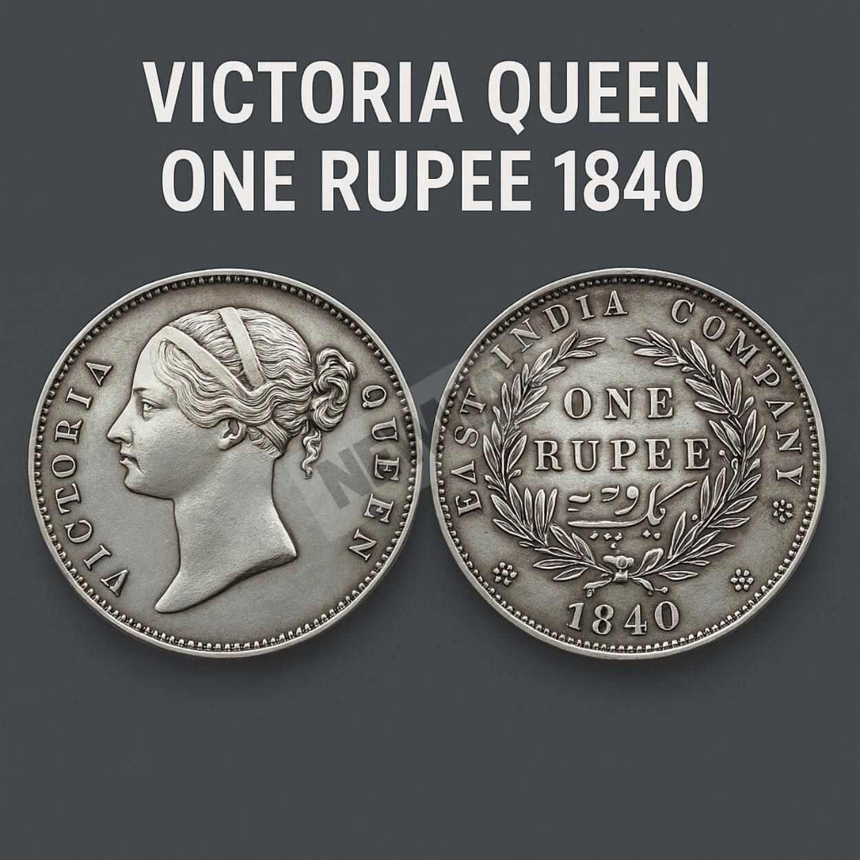 newway 1 Rs. 1840 Divided Issue Victoria Queen British India Silverplated Rare Fancy Medieval Coin Collection-picture-13