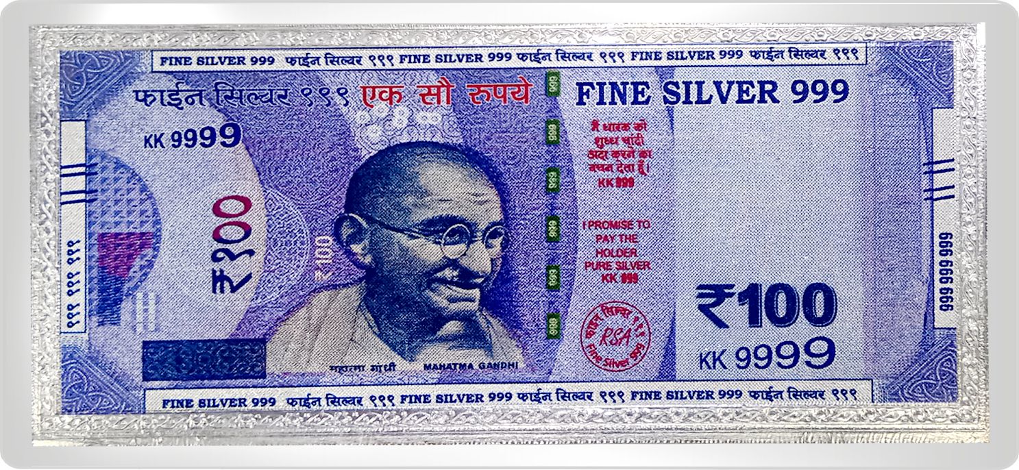 Pure Silver Laminated Silver Note of Denomination One Hundred for Gifting & Religious Use S 999 1 g Silver Coin-image-24