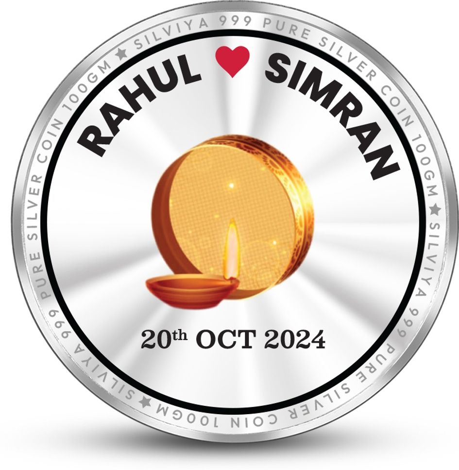 BIS Hallmarked Karva Chauth Special Personalized (KC-100G712) S 999 100 g Silver Coin-image-16