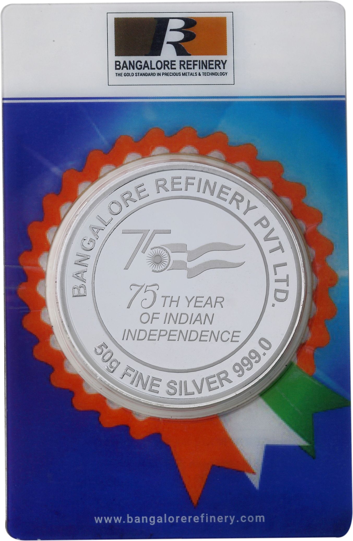 Mangalyaan / Mars Orbiter Mission Coin S 999 50 g Silver Coin