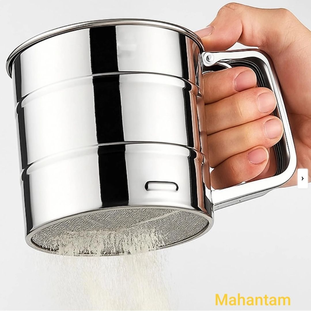 mahantam Stainless Steel Shaker Sieve Cup Manual Flour Sifter with Measuring Scale Collapsible Strainer-picture-10