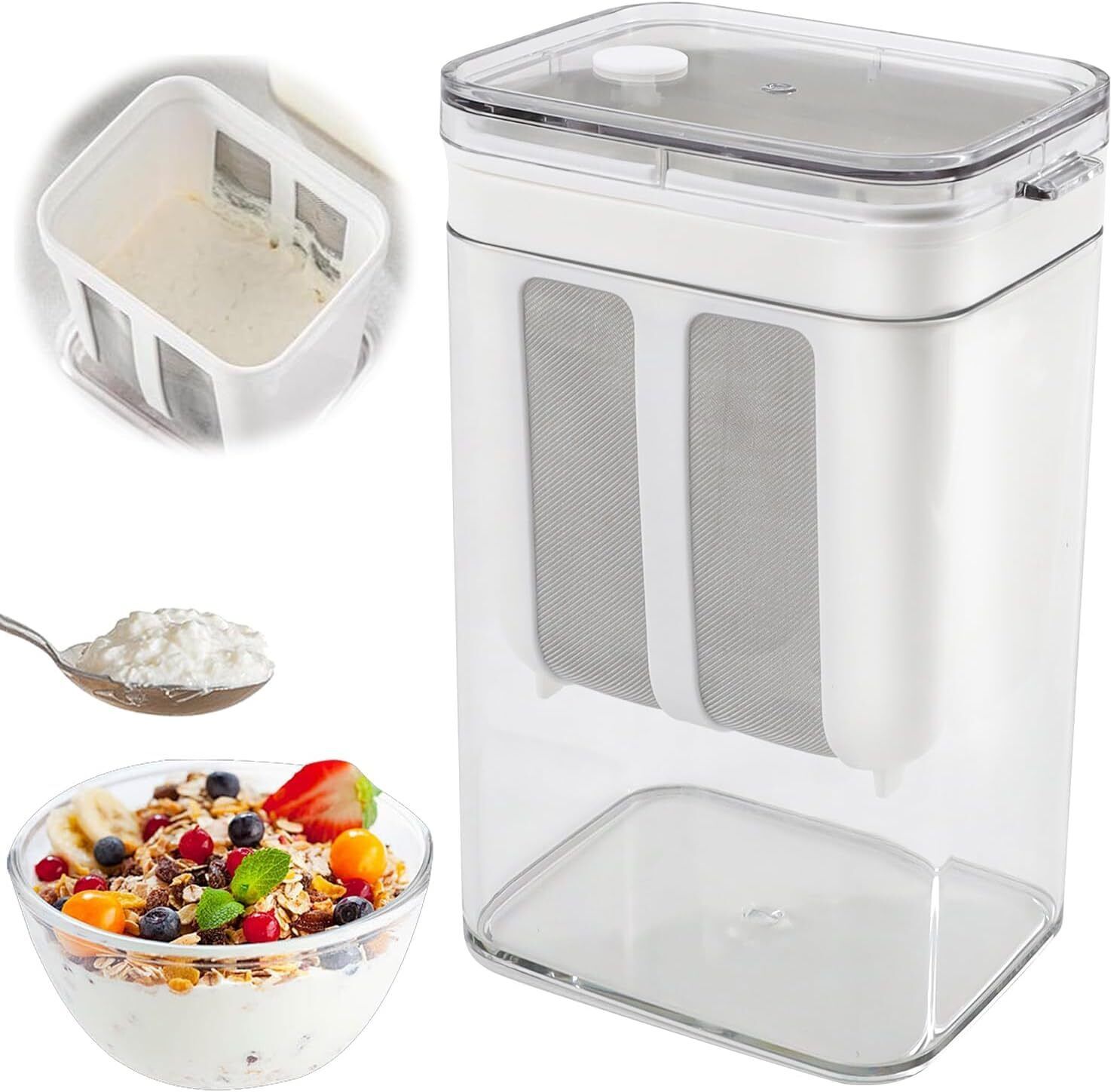 Greek Yogurt Filter Hung Curd Maker with 1100ml Mesh Strainer for Soybean Milk Yogurt Maker