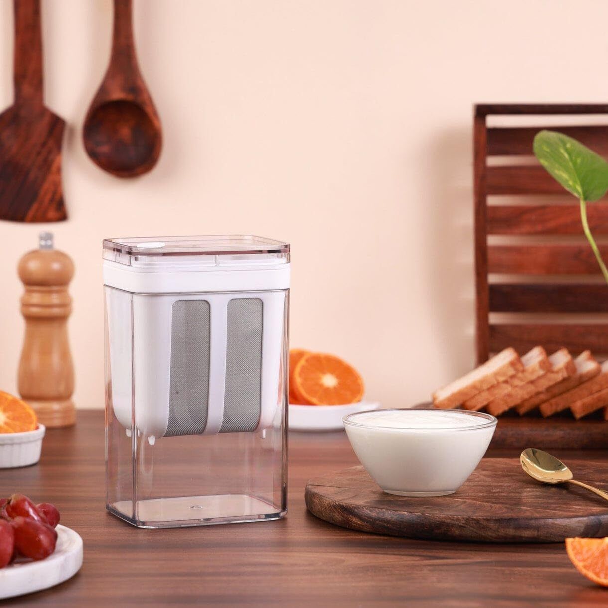 astound Homemade Hung Curd Maker Container with SS Steel Mesh Filter & Lid Collapsible Strainer-picture-21