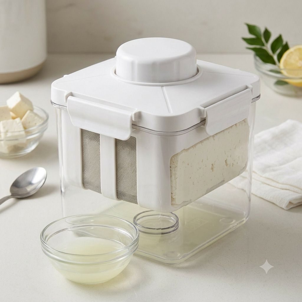 Manual Tofu Press with Storage Container Collapsible Strainer-image-20