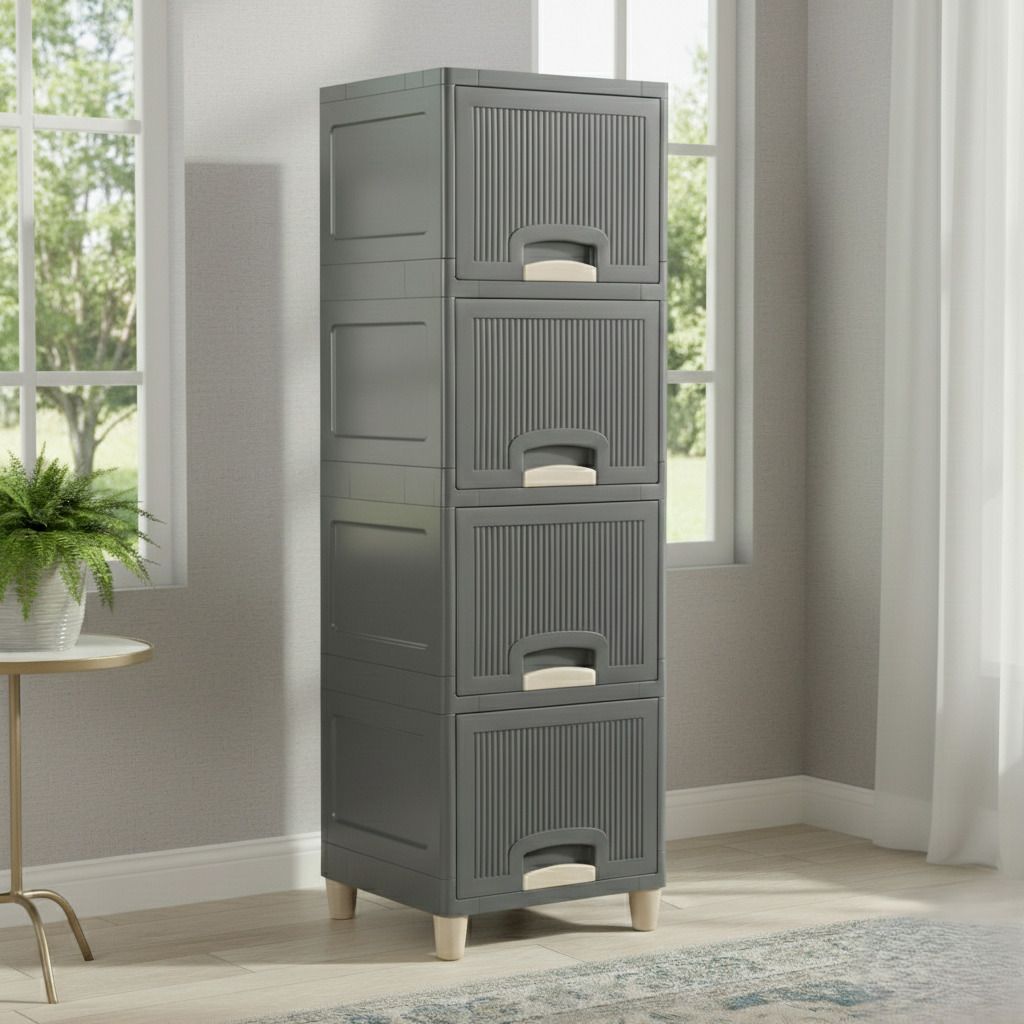 grotheory Multi layer Plastic Storage Cabinet for Clothes with Spacious Drawers PP Collapsible Wardrobe-picture-14