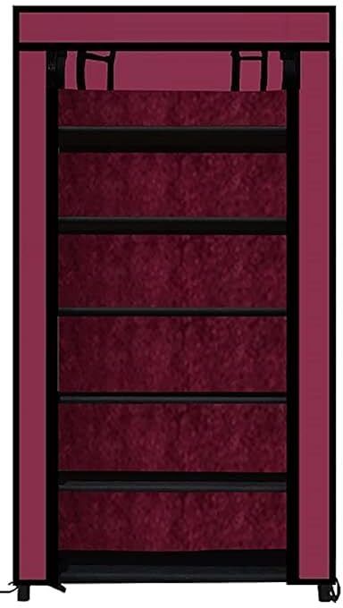 zenvexyo Home Utility Portable Space Saving 6 Layer Metal Shoe Rack Organizer Stand PP Collapsible Wardrobe-picture-17