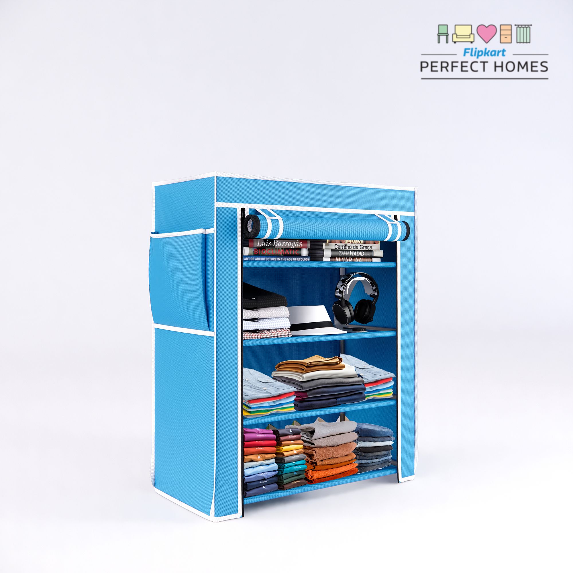 4 Shelf Plastic Pipe & Cover PP Collapsible Wardrobe-image-30