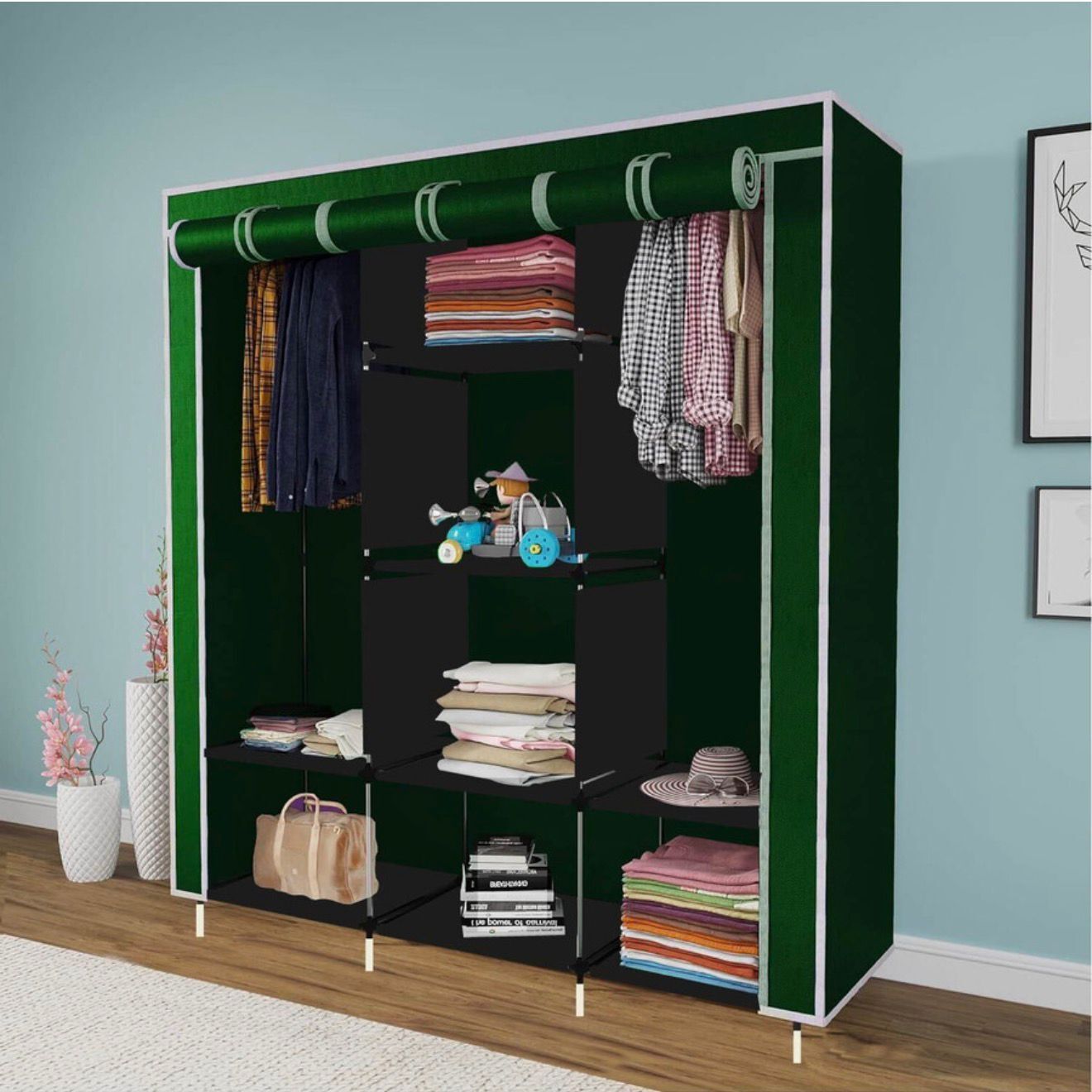 shoevault Closet for Clothes Almira Micro Fiber Collapsible Wardrobe-picture-47