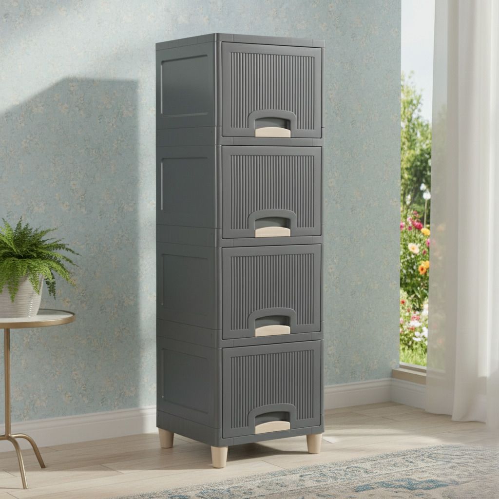grotheory Multi layer Plastic Storage Cabinet for Clothes with Spacious Drawers PP Collapsible Wardrobe-picture-27