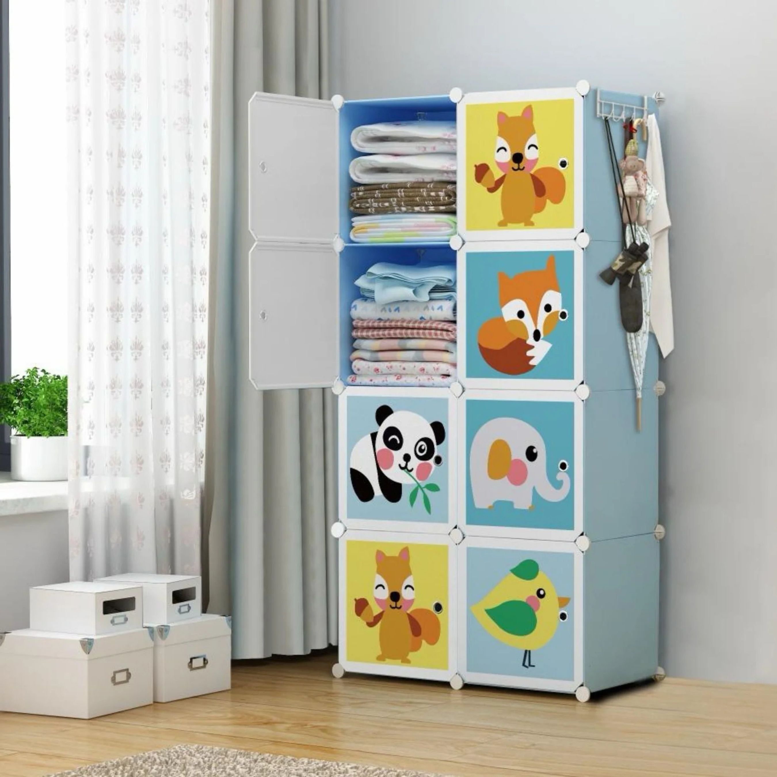 heaterix 8-Door 8-Shelf Plastic almirah for kids, almirah of clothes cupboard PP Collapsible Wardrobe-picture-11