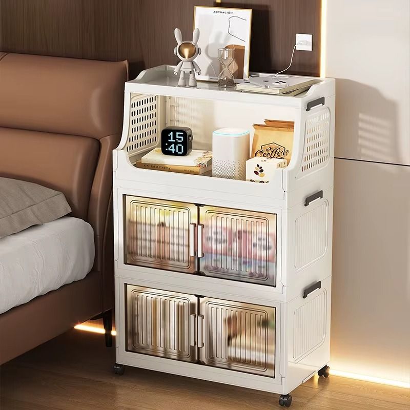 1-Wardrobe 2-Door 2-Shelf Plastic foldable Cupboard PC Collapsible Wardrobe-image-1