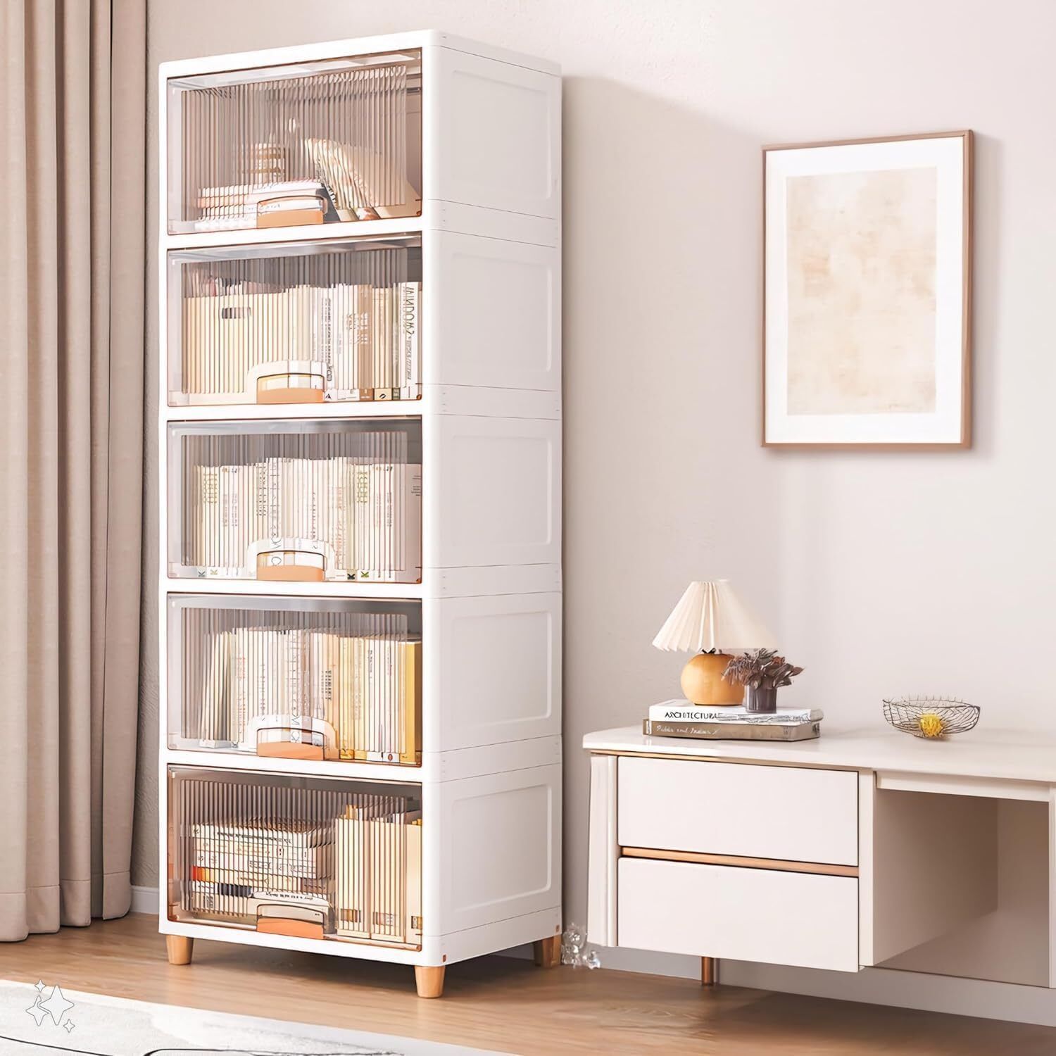 luhi 5-Shelf Plastic Collapsible Foldable Cupboard Drawer Storage Organizer Box PP Collapsible Wardrobe-picture-12