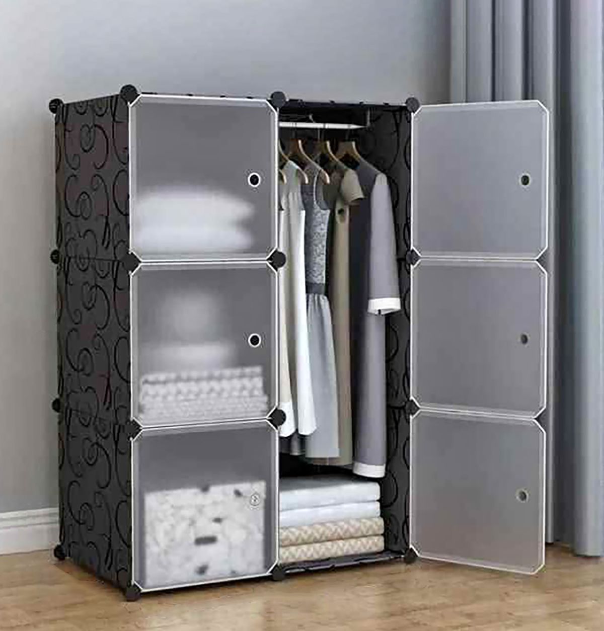 mevigo 6-Door 6-Shelf Plastic Collapsible Cupboard PC Collapsible Wardrobe-picture-15