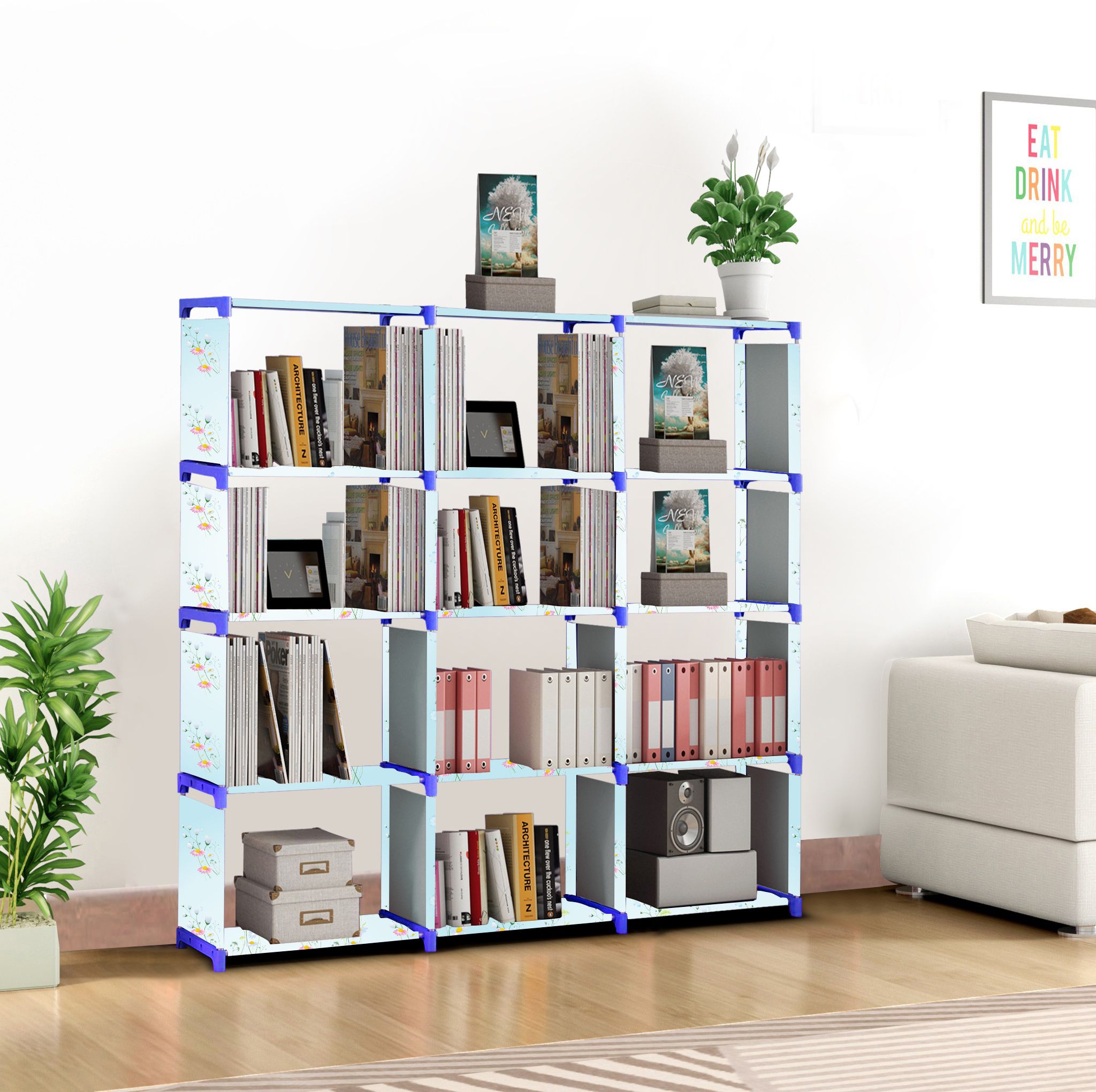 scholars Multipurpose Collapsible Bookshelf 12 Racks Book Stand Almirah for Home & Kids Metal Open Book Shelf-picture-18