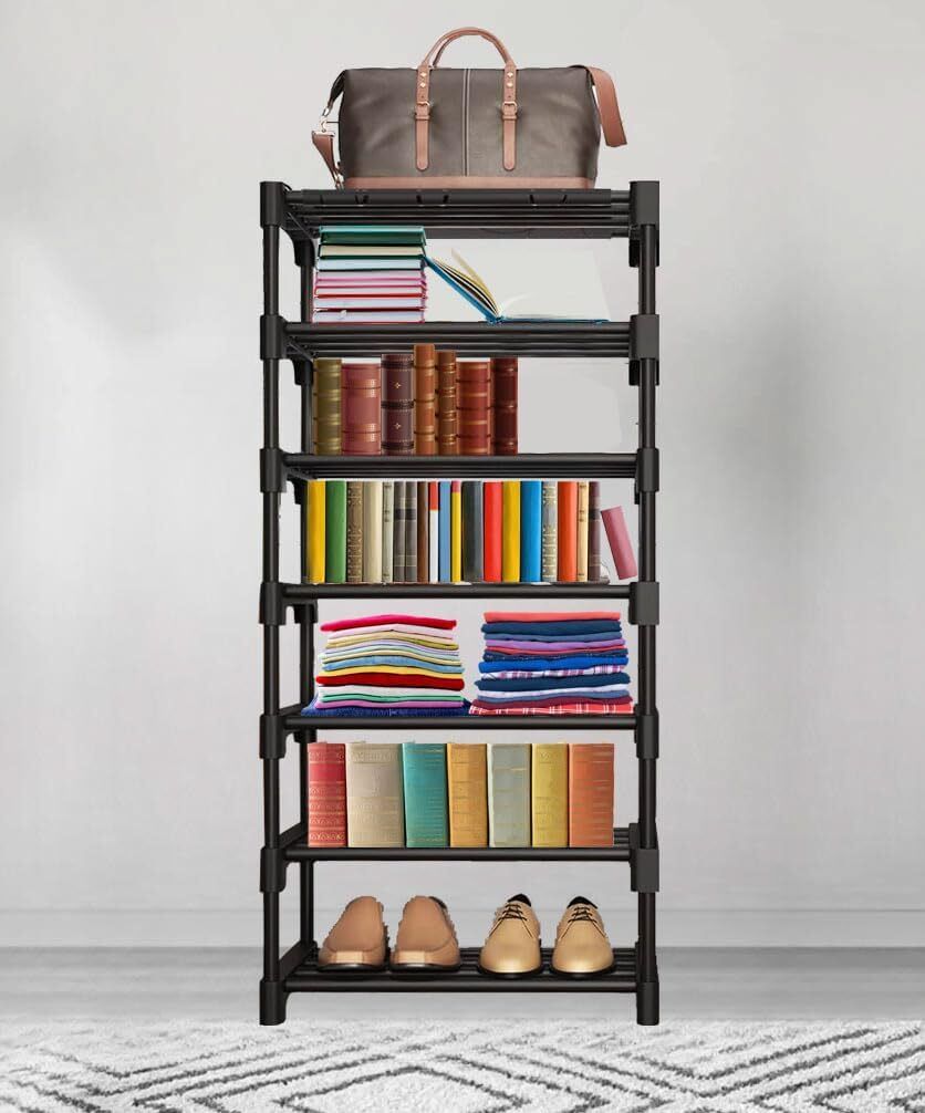 porchex 4 Bookshelf Storage Rack | Open Shelf Plastic Frame Book Shelf for Home & Office Plastic Open Book Shelf-picture-26