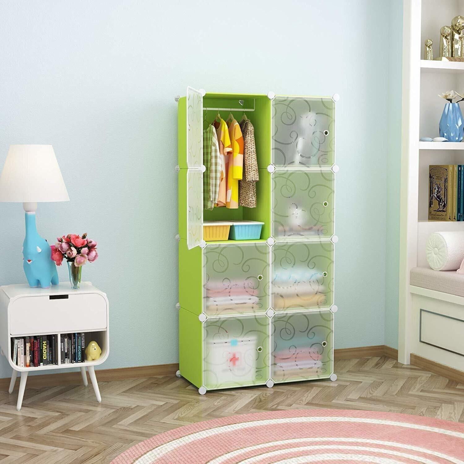 ® 8 Door Plastic Sheet Wardrobe Storage Rack Closest Organizer for Clothes Kids PP Collapsible Wardrobe-image-42