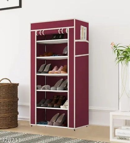 shyam ji 2+4 Shelves 1 Door Fancy Collapsible Wardrobe For Clothes Racks, Zip Door Cover PVC Collapsible Wardrobe-picture-39