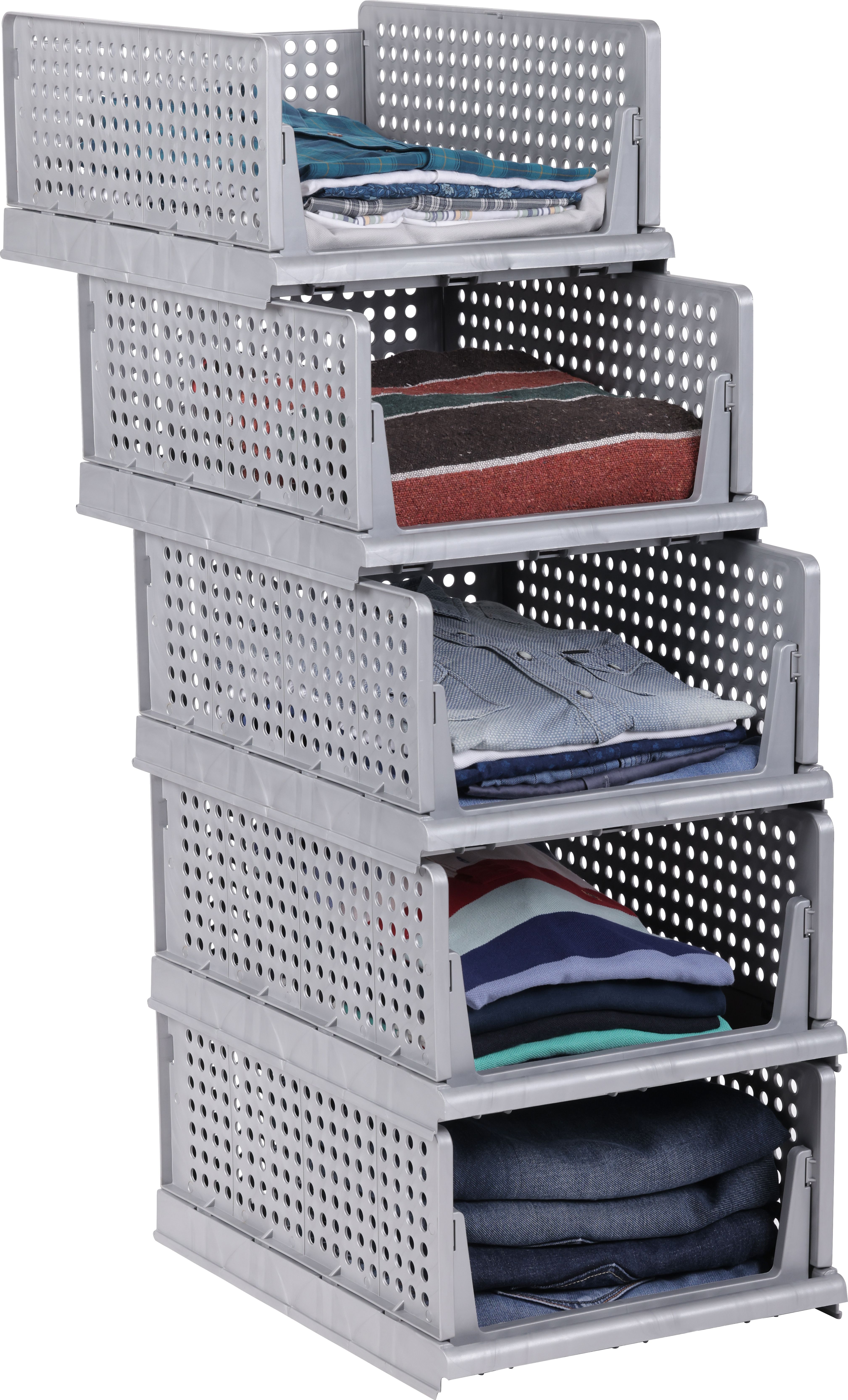 finner Plastic Foldable and Stackable Closet Drawer Organizer for Clothes (Pack of 5) PVC Collapsible Wardrobe-picture-8