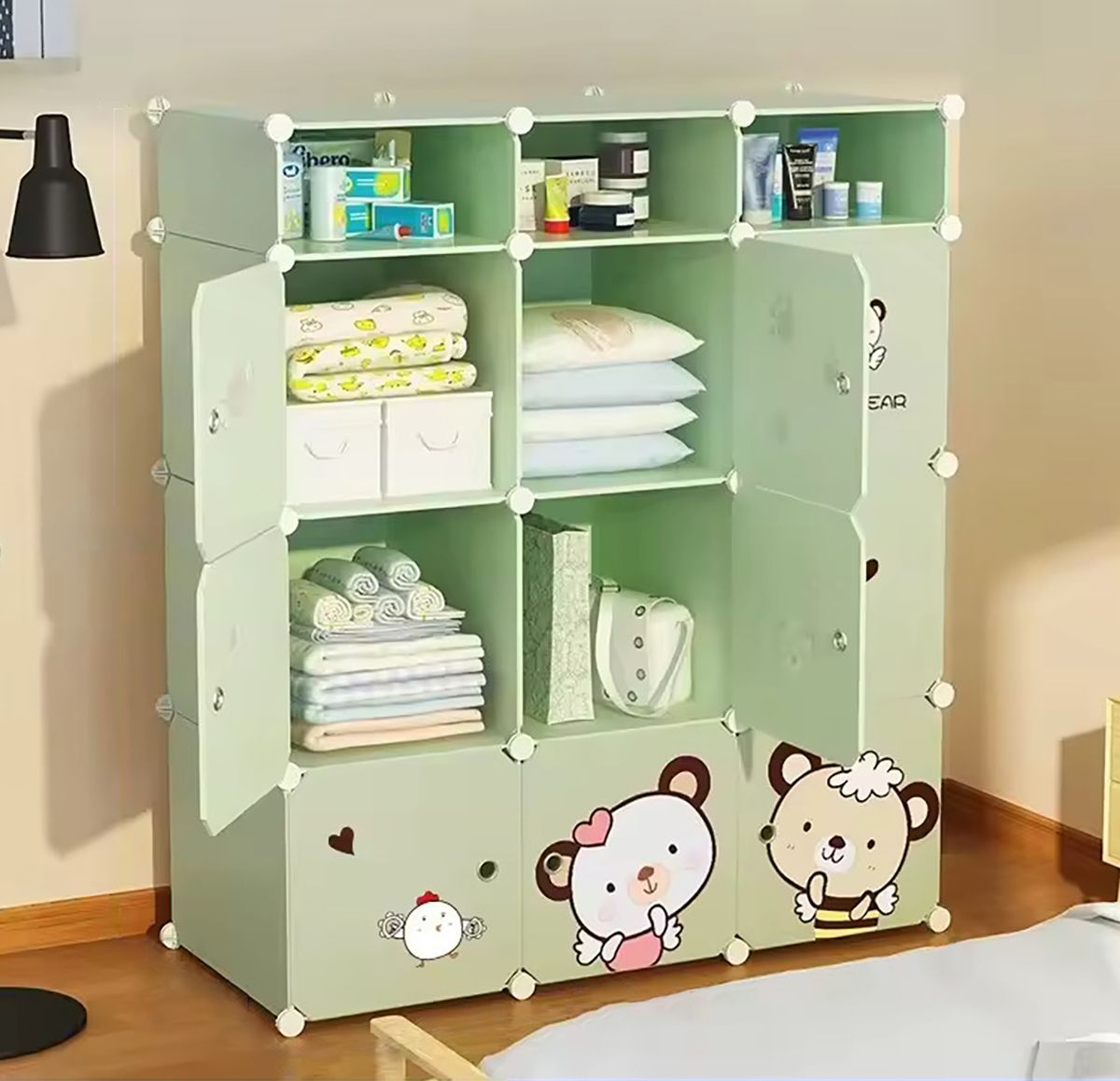 9-Door 12-Shelf Plastic kids Collapsible Cupboard PC Collapsible Wardrobe-image-14