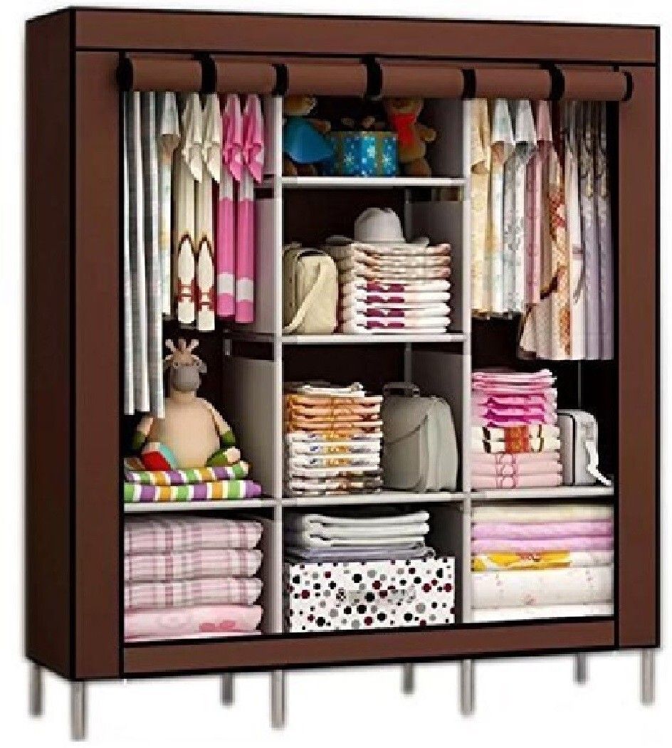 vipash 3-Door Foldable Wardrobe,8 Racks Carbon Steel Collapsible Wardrobe-picture-27