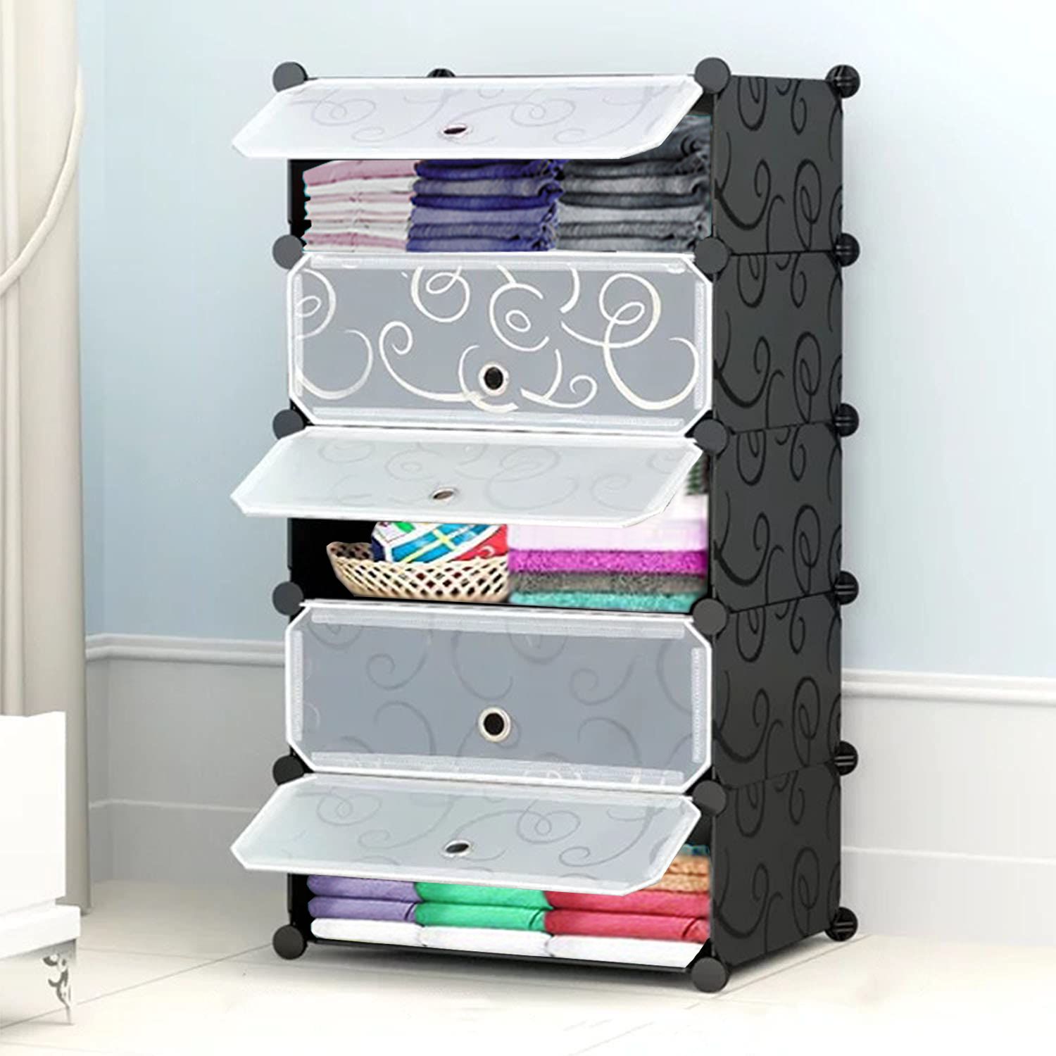 sasimo 5 Door 5 Shelf Plastic Collapsible PC Collapsible Wardrobe-picture-11
