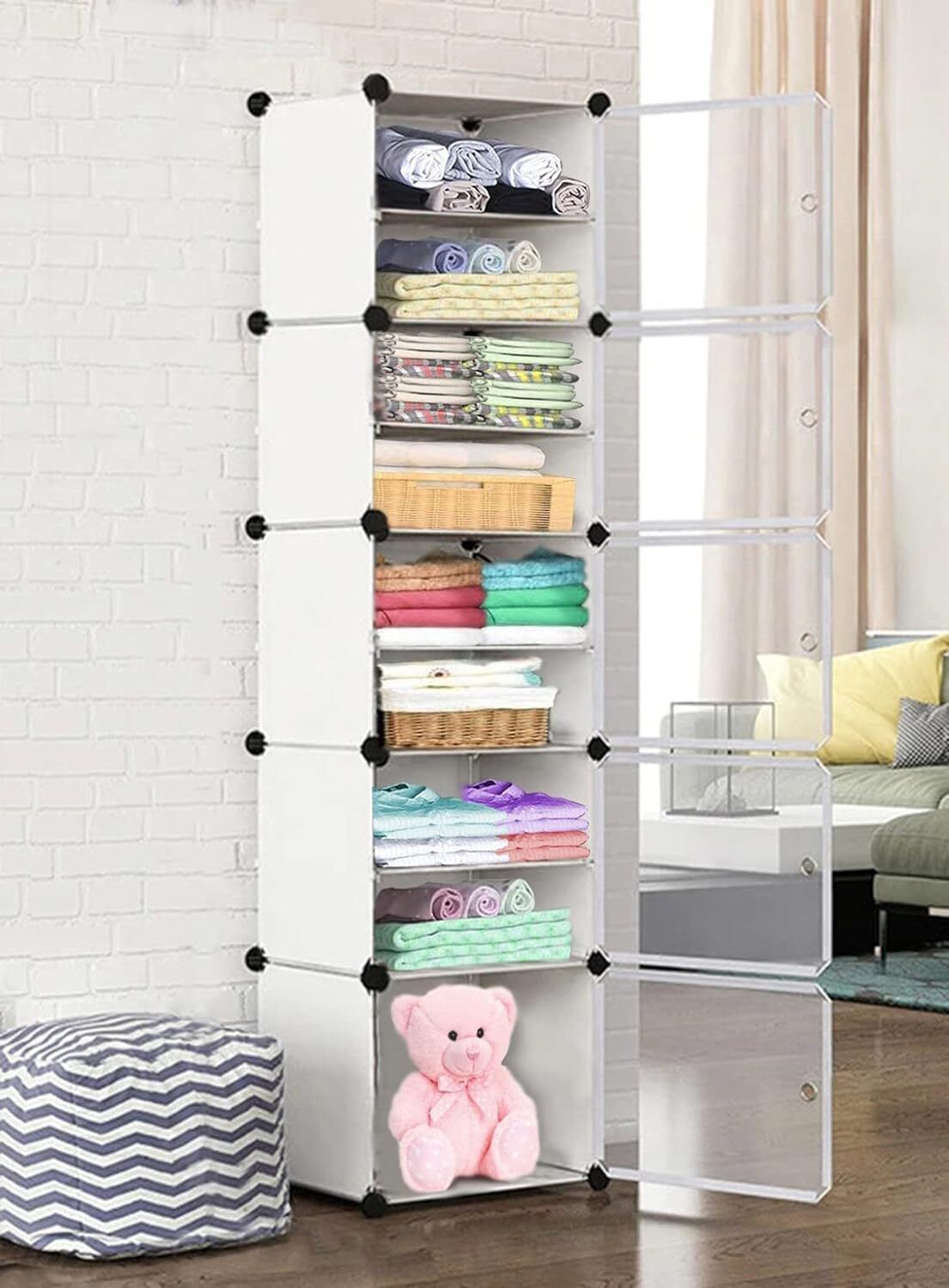 krishyam Shoe Rack Organizer DIY 20 Pair Tower 5 Door Portable Cabinet for Boots Shoes PP Collapsible Wardrobe-picture-11