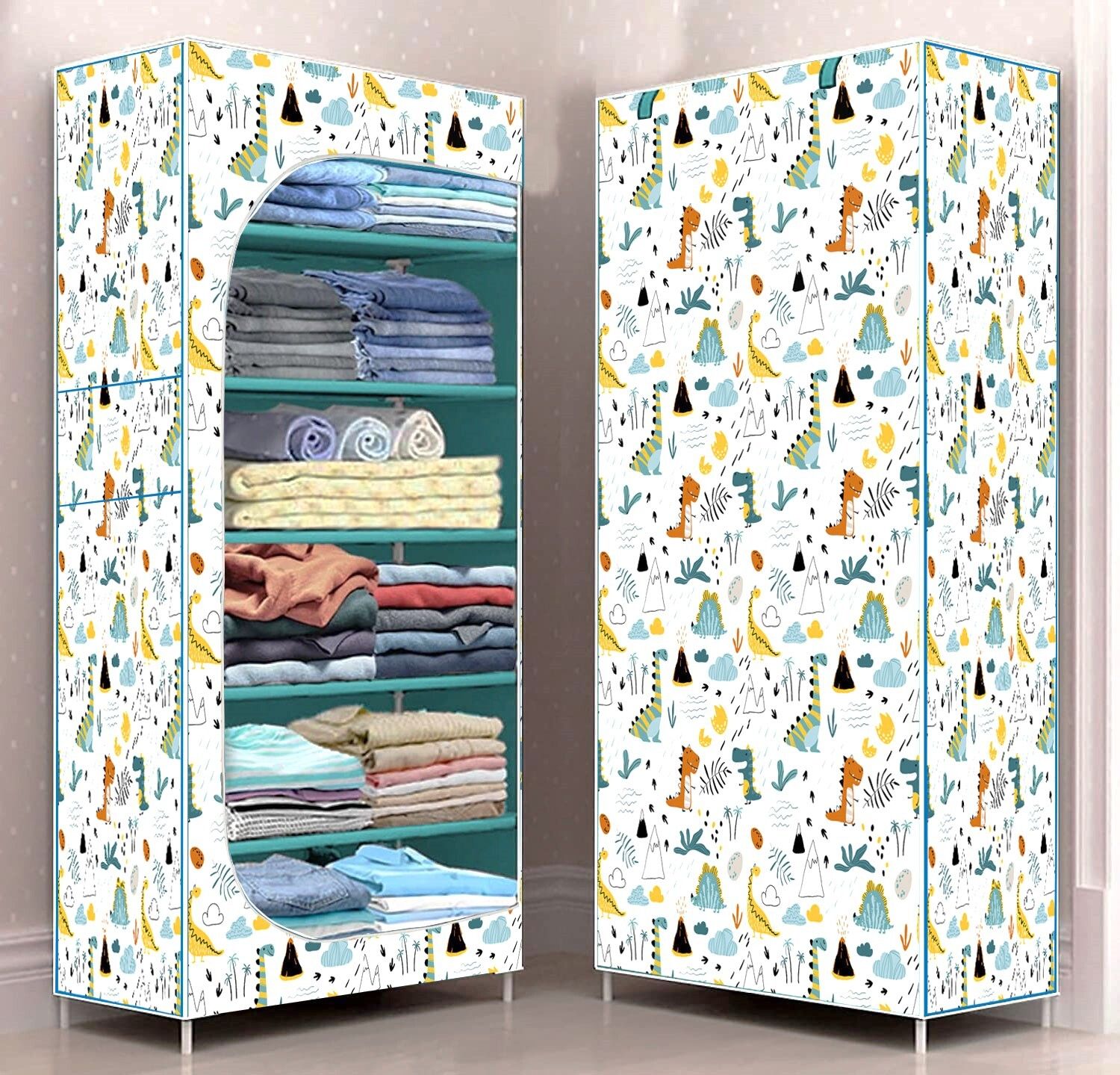hegzi Almirah for Clothes Cupboard Clothes Plastic Almirah, 6 Tier Foldable Wardrobe PVC Collapsible Wardrobe-picture-11