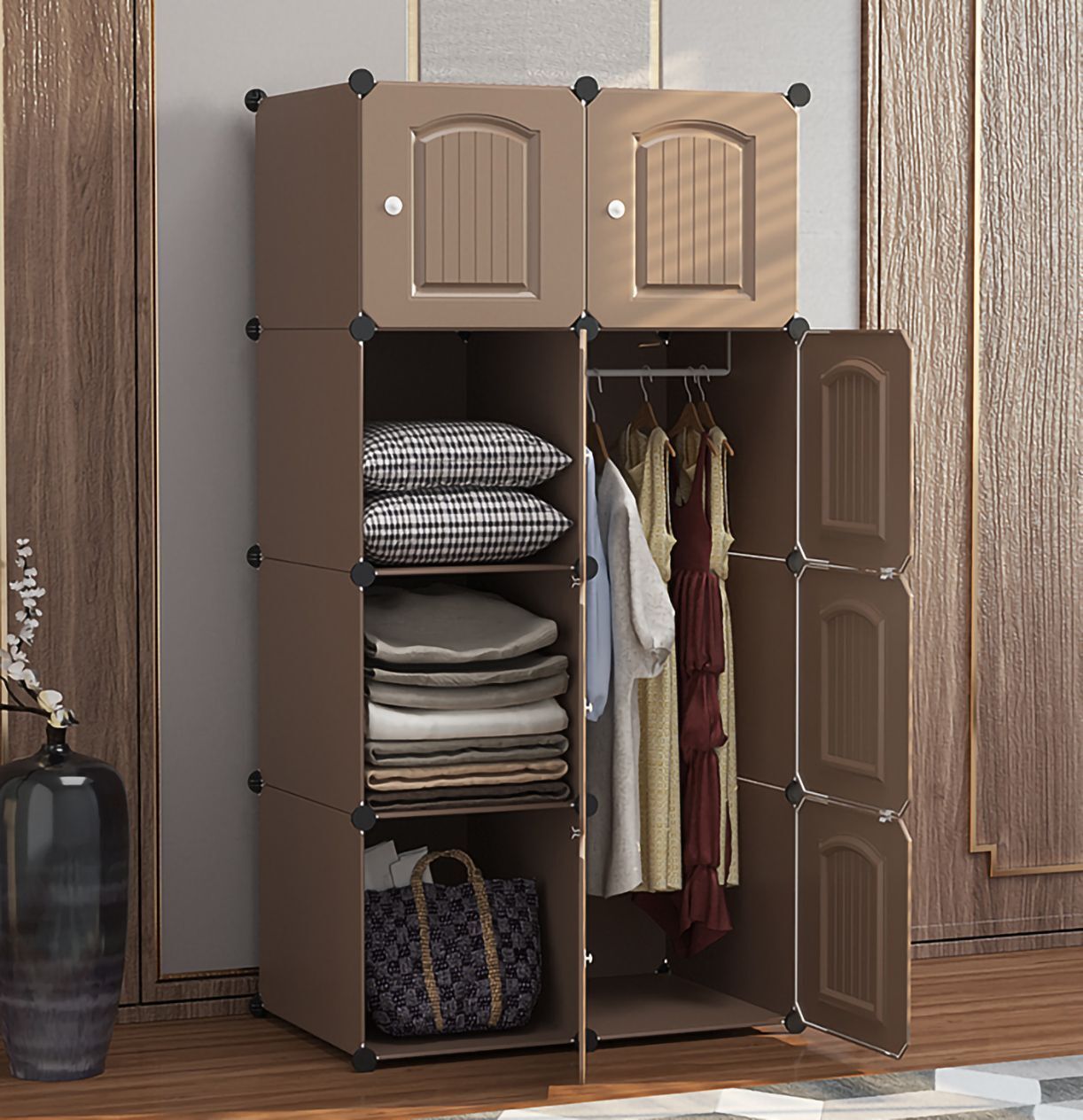8-Door 8-Shelf Plastic kids Collapsible Cupboard PC Collapsible Wardrobe-image-9