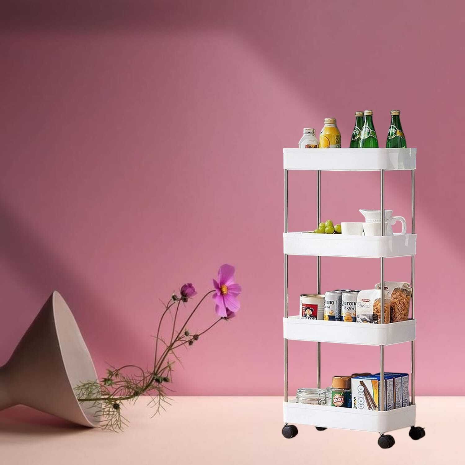 mahadev enterprise 4 LAYER WHITE HEAVY PLASTIC TROLLEY. Plastic Kitchen Trolley-picture-20