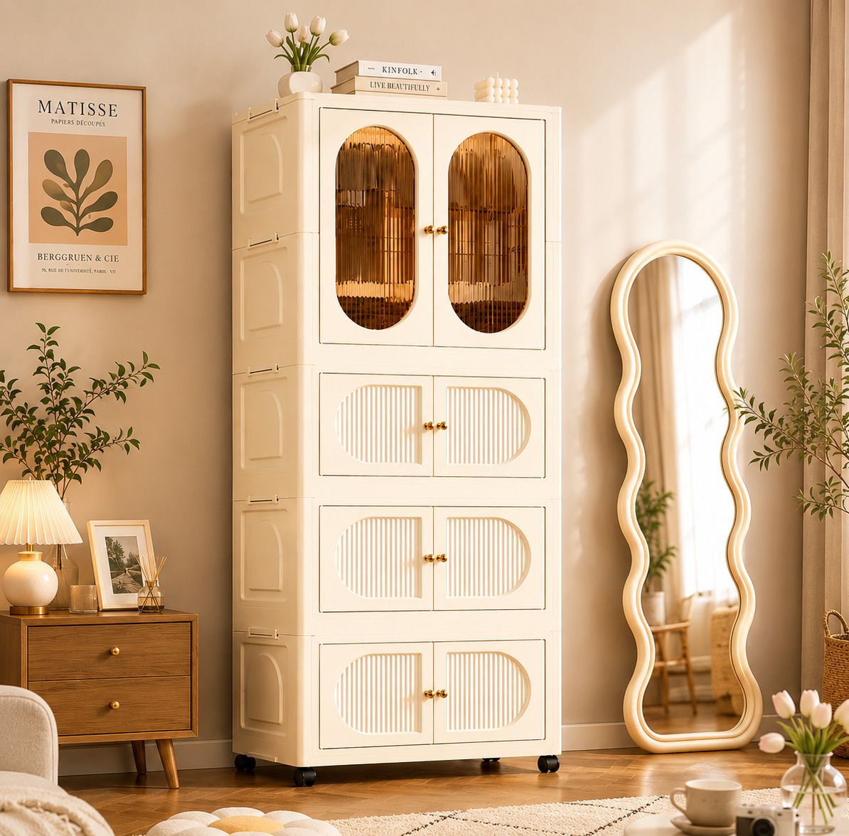 sasimo 1-Wardrobe 8-Door 4-Shelf Plastic foldable Cupboard PC Collapsible Wardrobe-picture-25