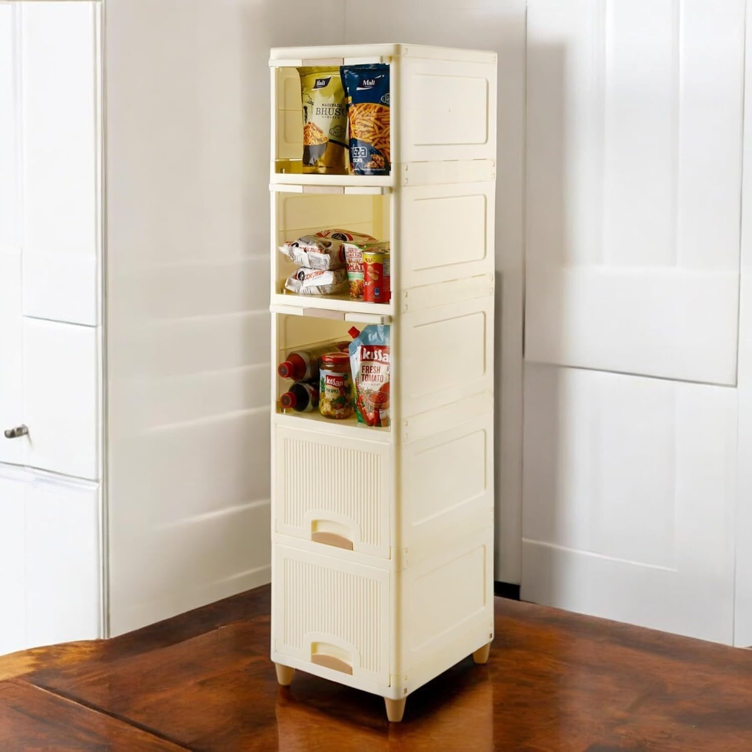iconplus Plastic Wardrobe for Clothes Storage Organizer with Shelves PVC Collapsible Wardrobe-picture-16