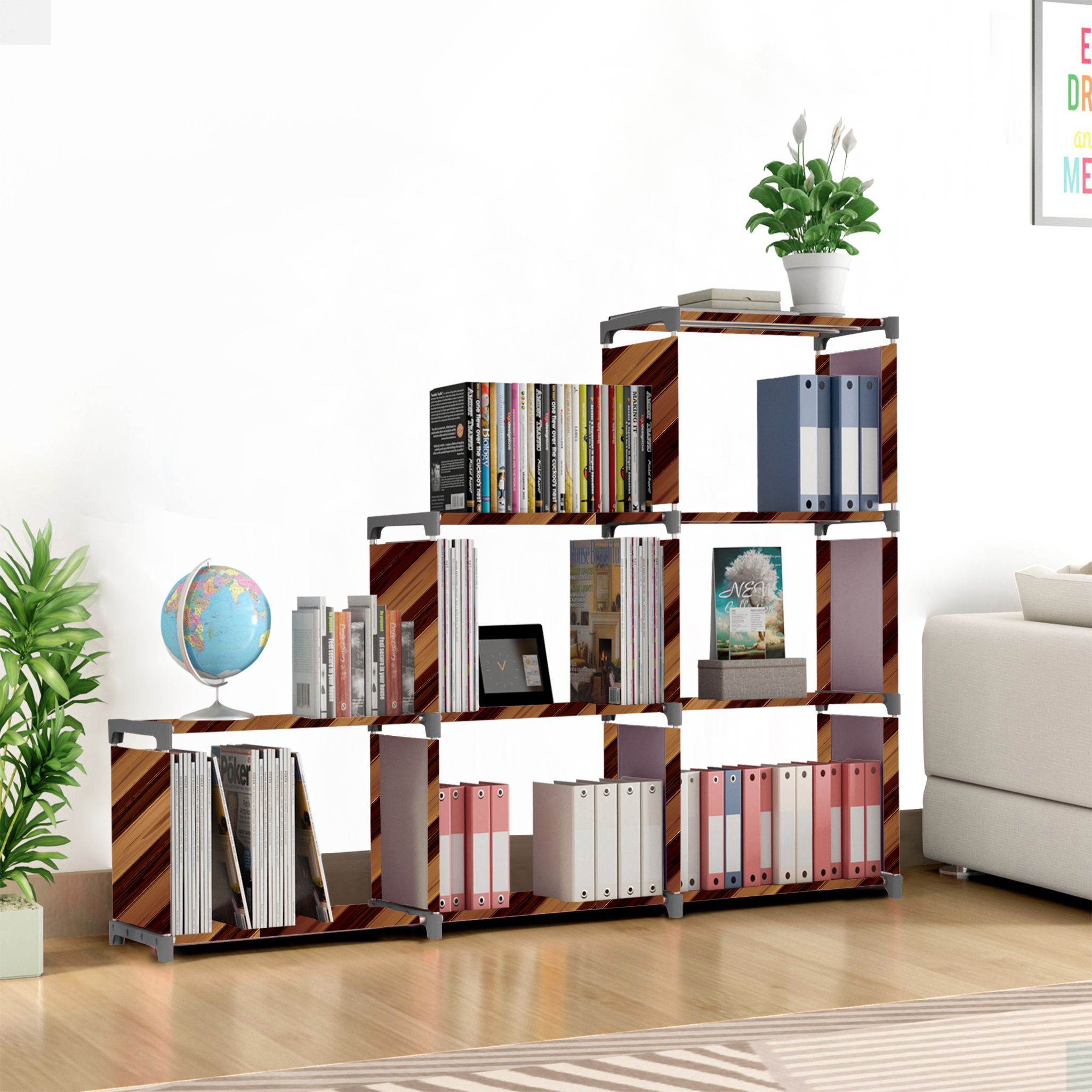 scholars Multipurpose Collapsible Bookshelf 18 Racks Book Stand Almirah for Home & Kids Metal Open Book Shelf-picture-23