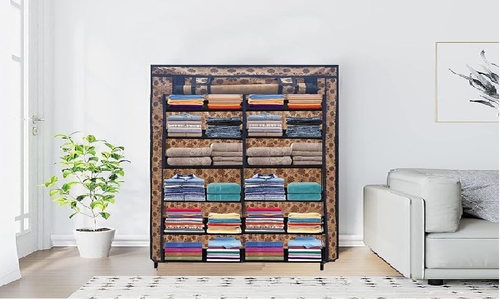 colcum 12 Layer Flower Print Collapsible Wardrobe Carbon Steel Collapsible Wardrobe-picture-23