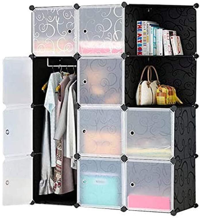 ms modstyle Modular Portable Clothes Storage Closet with Drawer Organizer Almirah PP Collapsible Wardrobe-picture-12