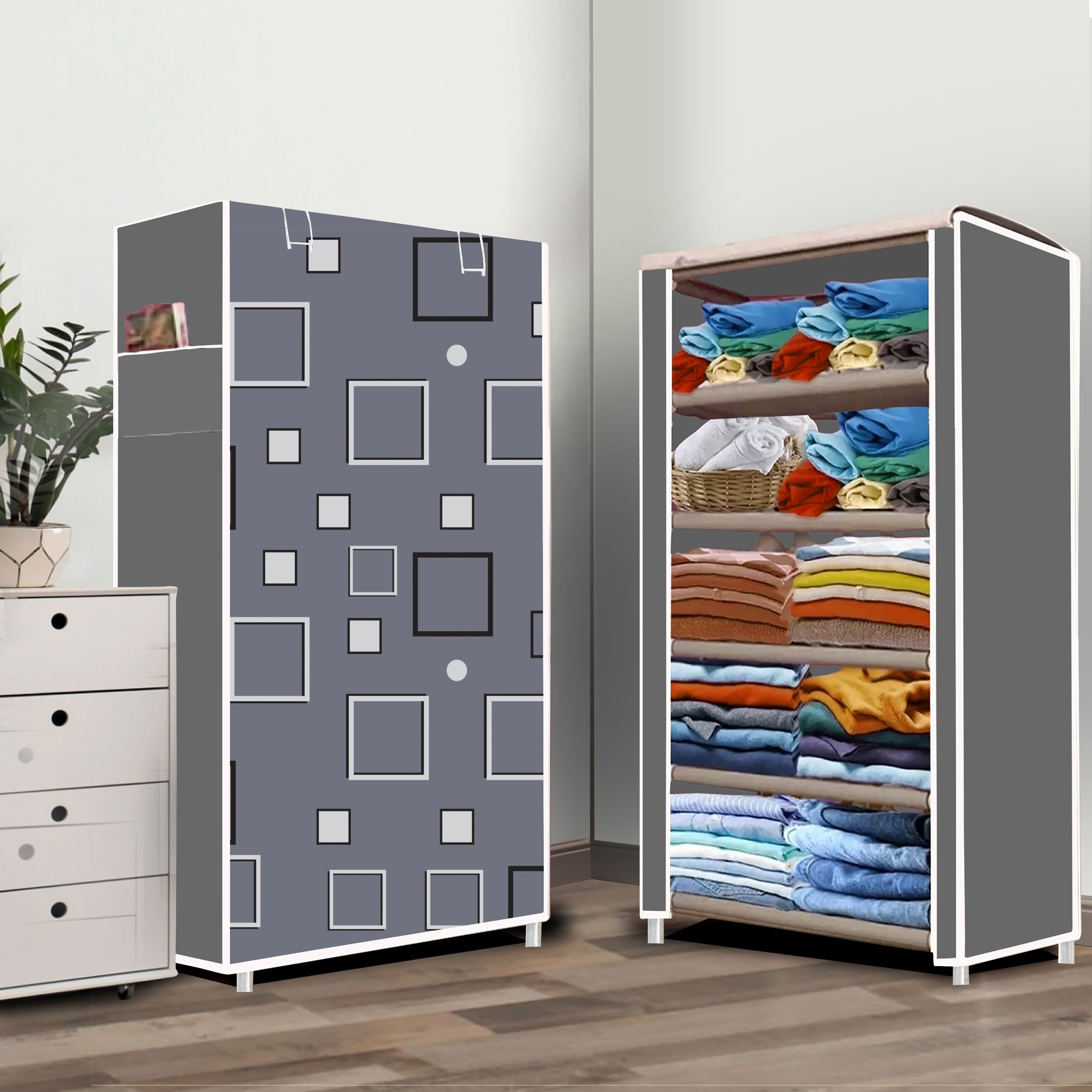 poowerest 5 Shelf Awesome box Print PVC Collapsible Wardrobe-picture-22
