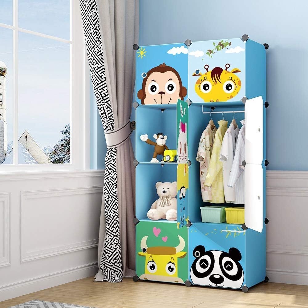 owme 8-Door 8-Shelf Plastic kids Collapsible Cupboard for Kids home PC Collapsible Wardrobe-picture-23