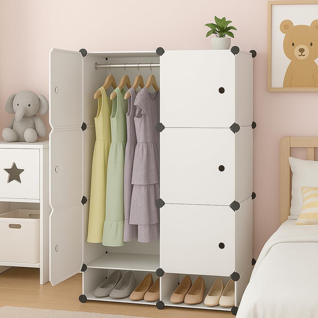 8-Shelf 6-Door Storage Organizer Modular Multi Purpose Shelves for Kid/Adult PC Collapsible Wardrobe-image-27