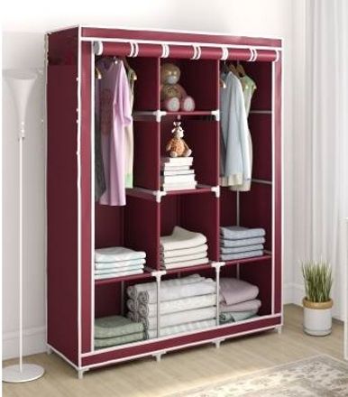 shyam ji 8 Shelves for Clothes Racks Fabric Almirah Non Rustable Iron Storage Unit Carbon Steel Collapsible Wardrobe-picture-12