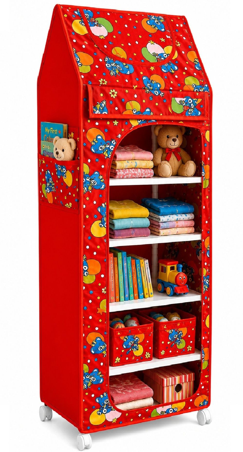 porchex 1 Door 6 Shelf Fabric PP Metal ,Office , Badroom,Kids rooms,Storage rooms Carbon Steel Collapsible Wardrobe-picture-21