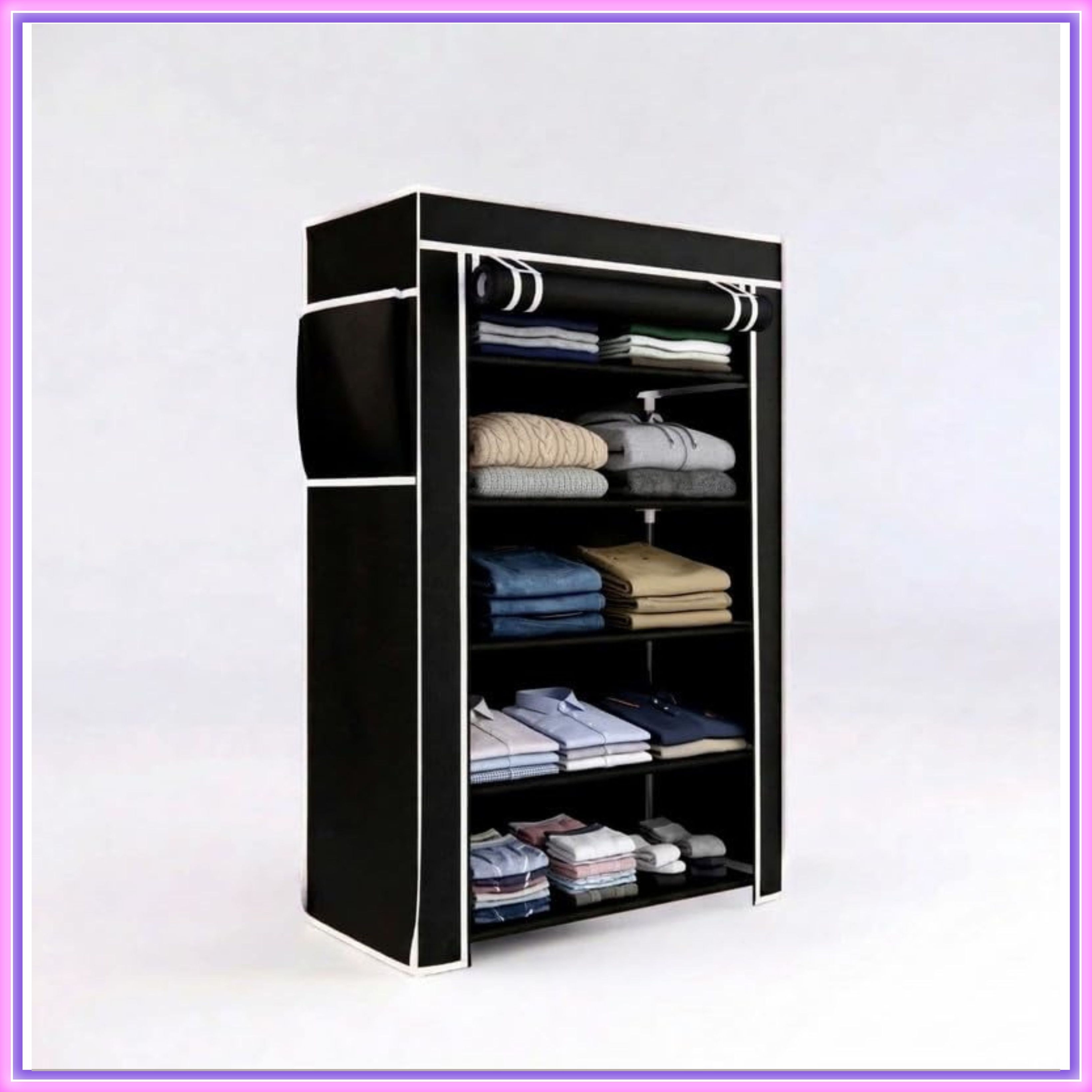 Portable Wardrobe for Bedroom | Foldable Fabric Cupboard | Clothes Storage Carbon Steel Collapsible Wardrobe-image-41